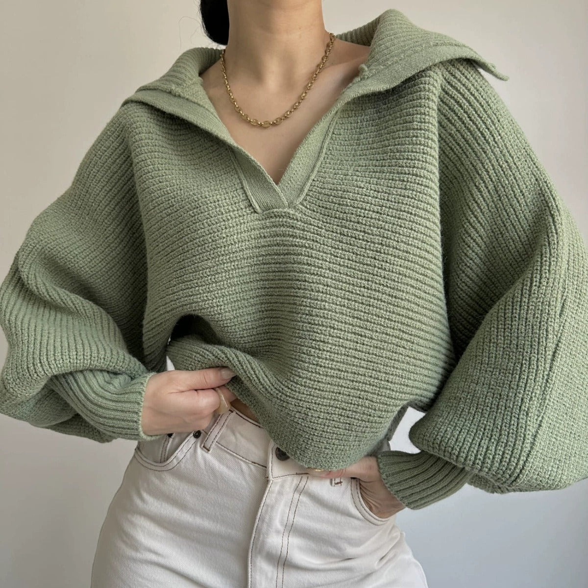 Erana Oversized V-Neck Collar Sweater