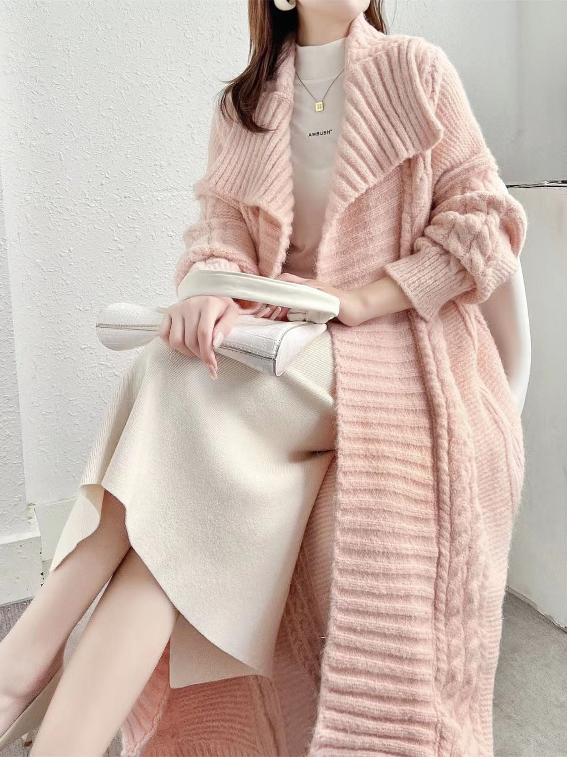 Amiee Oversized Lapel Sweater Jacket