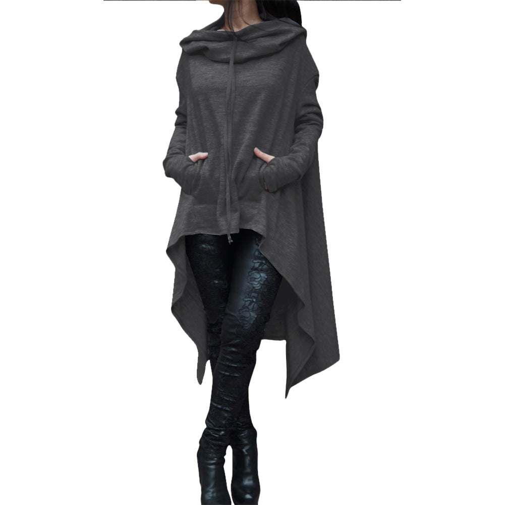 Women's New Solid Color Long Hooded Sweater