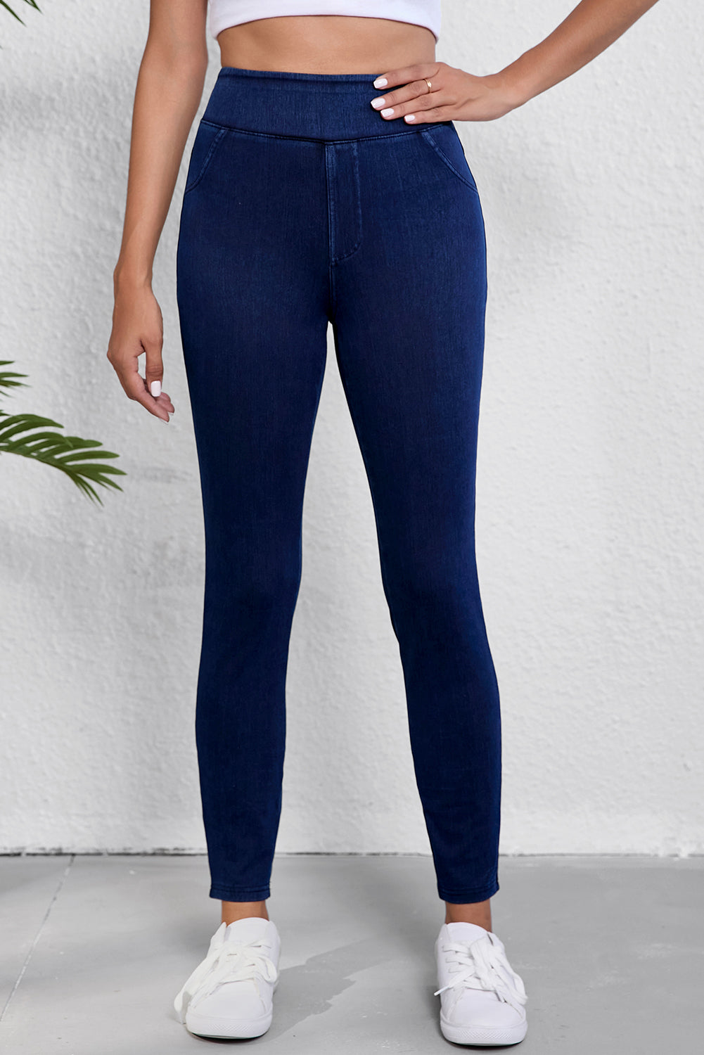 Ashleigh Casual Blue Back Pocket Stretchy Denim Leggings