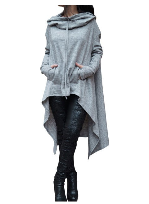 Women's New Solid Color Long Hooded Sweater