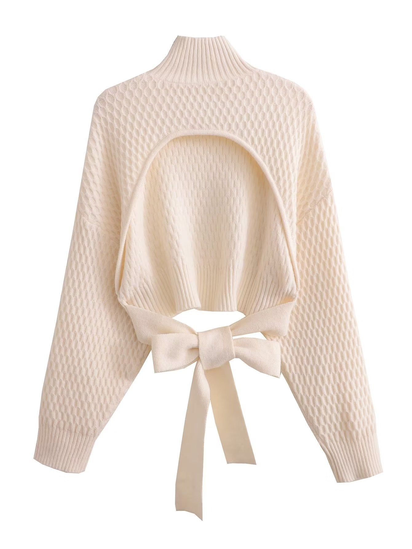 Spring personality back hollowed-out strap sweater