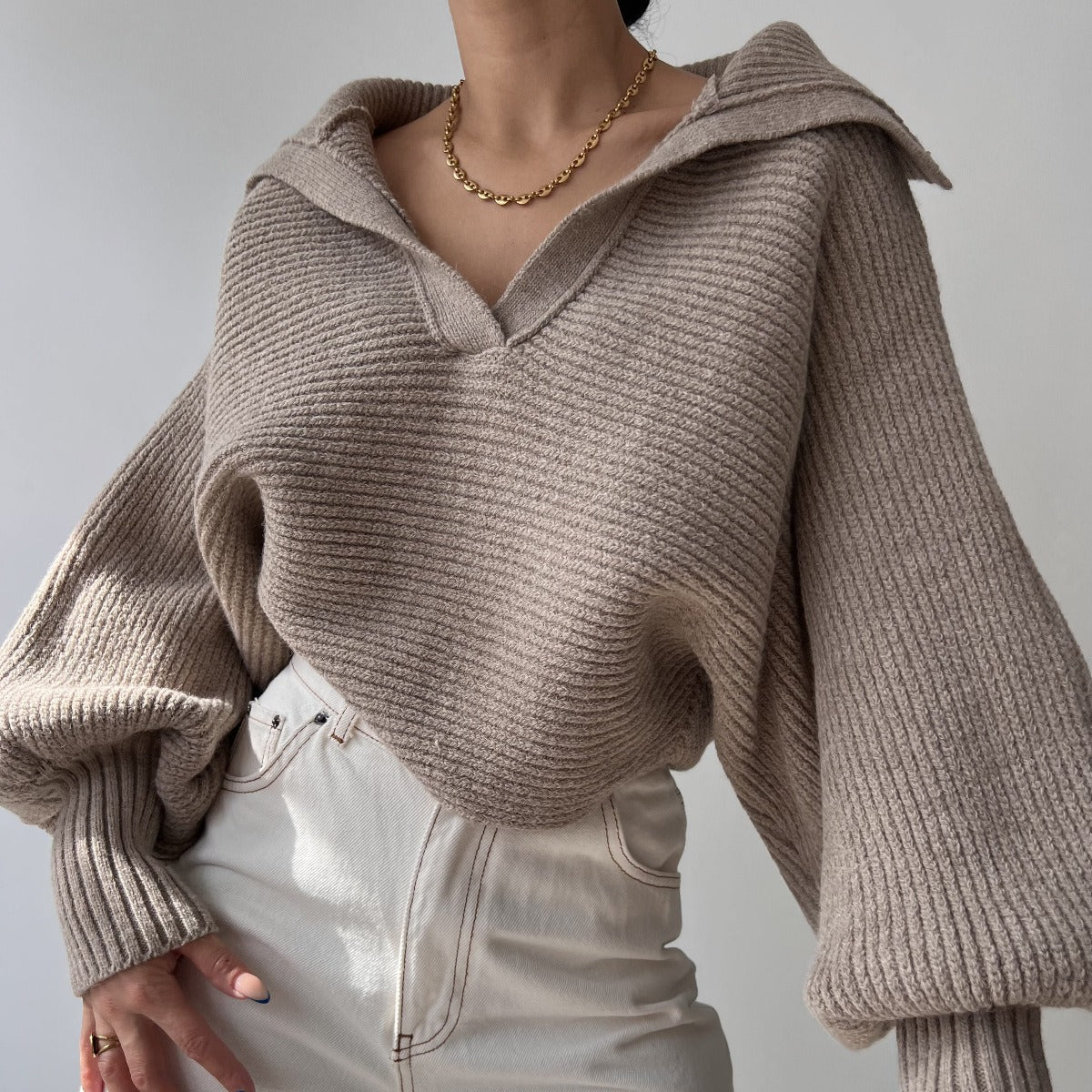 Erana Oversized V-Neck Collar Sweater